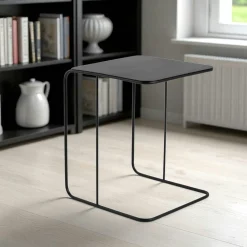 Bout de canapé design métal noir – plateau carré moderne SFAX