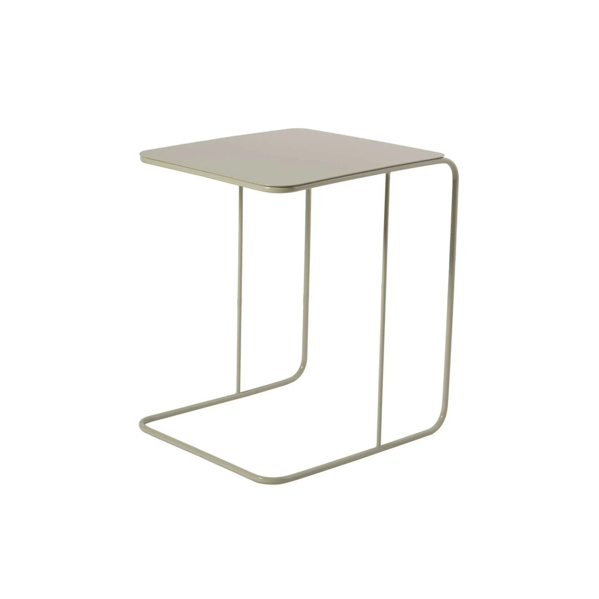 Bout de canapé design métal taupe – plateau carré moderne SFAX