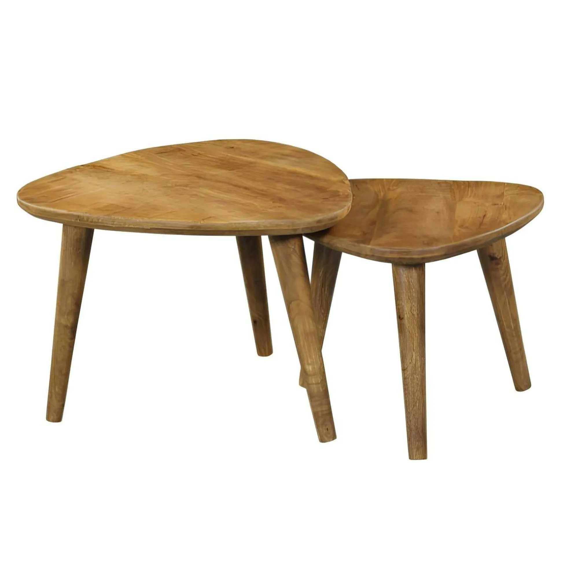 Bout de canapé design triangle en bois de manguier (lot de 2) ALMA