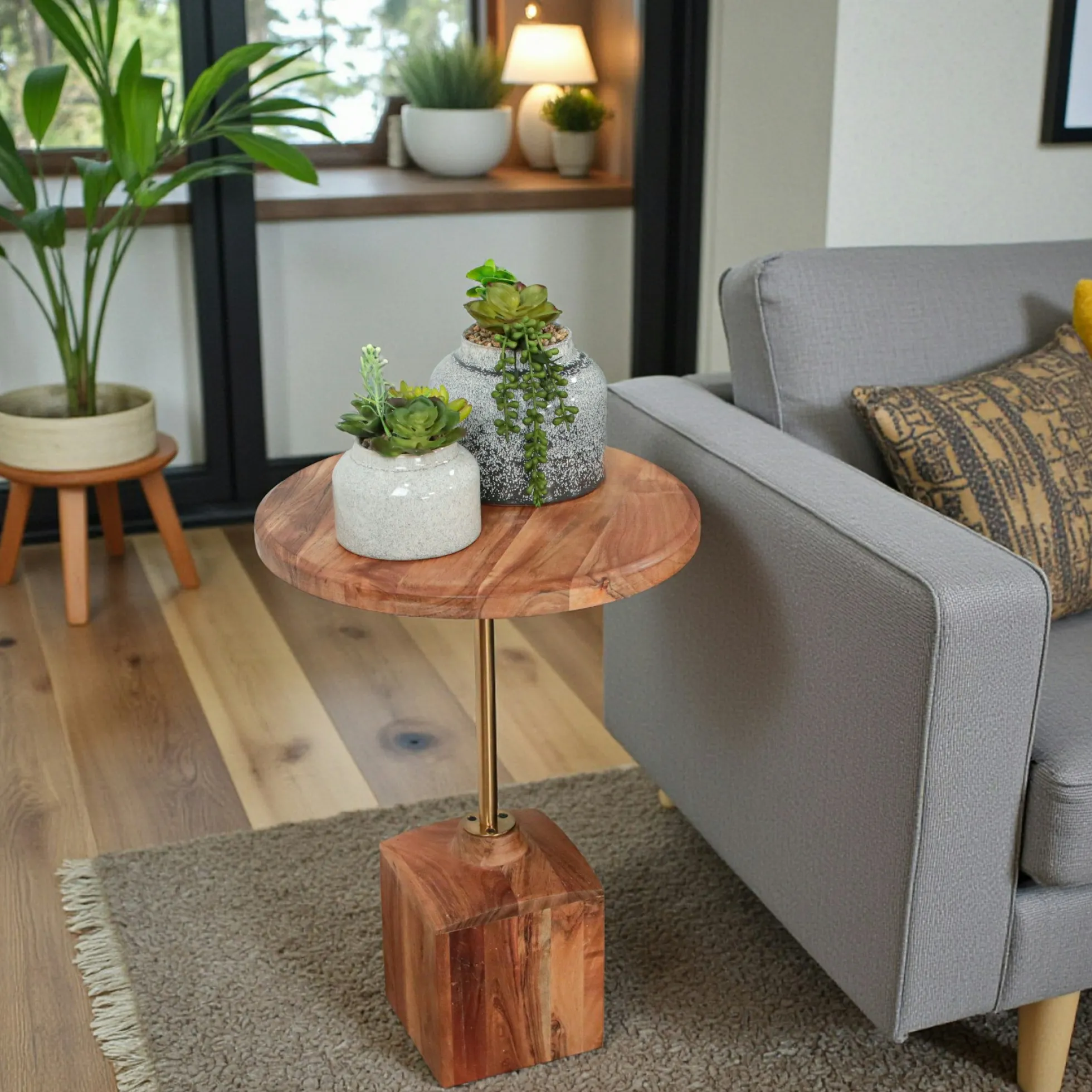Bout de canapé en bois d'acacia F.S.C® rond D 40, 5 cm