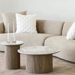 Bout de canapé en céramique effet marbre Ø45 cm PRATO