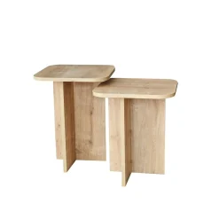 Bout de canapé gigogne bords arrondis décor bois (x2) MARFA