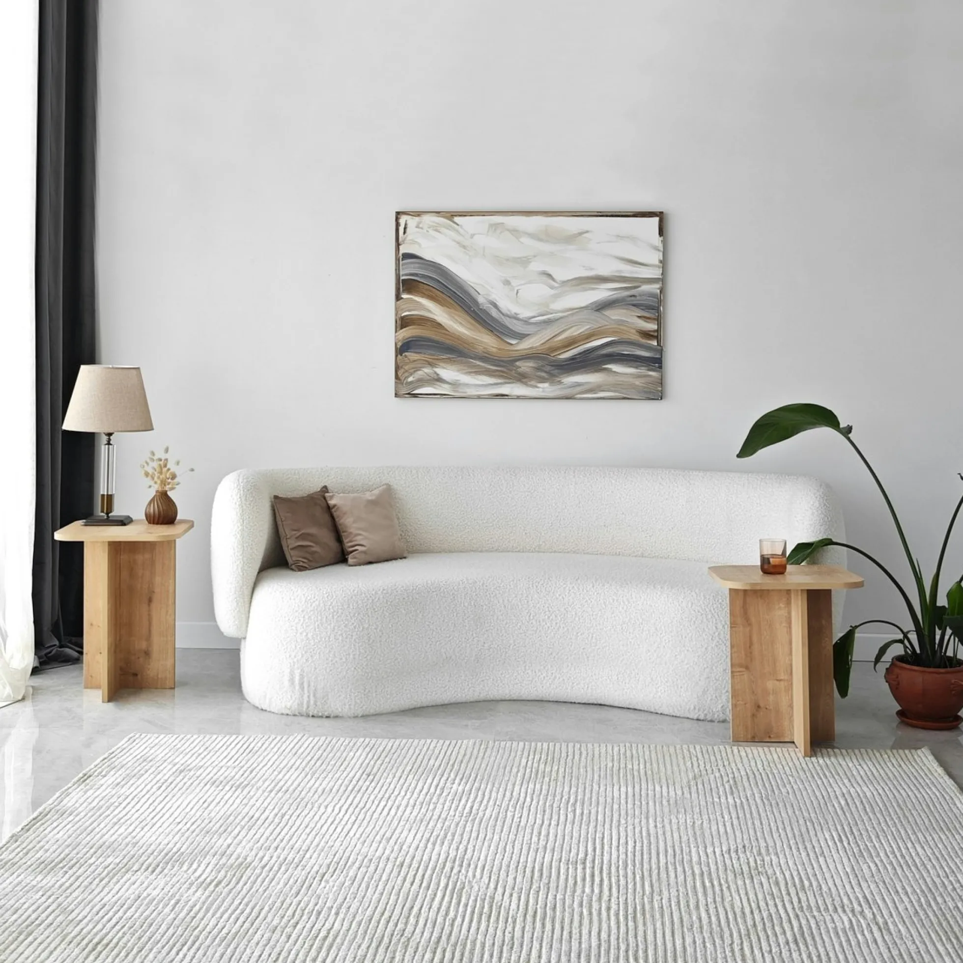 Bout de canapé gigogne bords arrondis décor bois (x2) MARFA