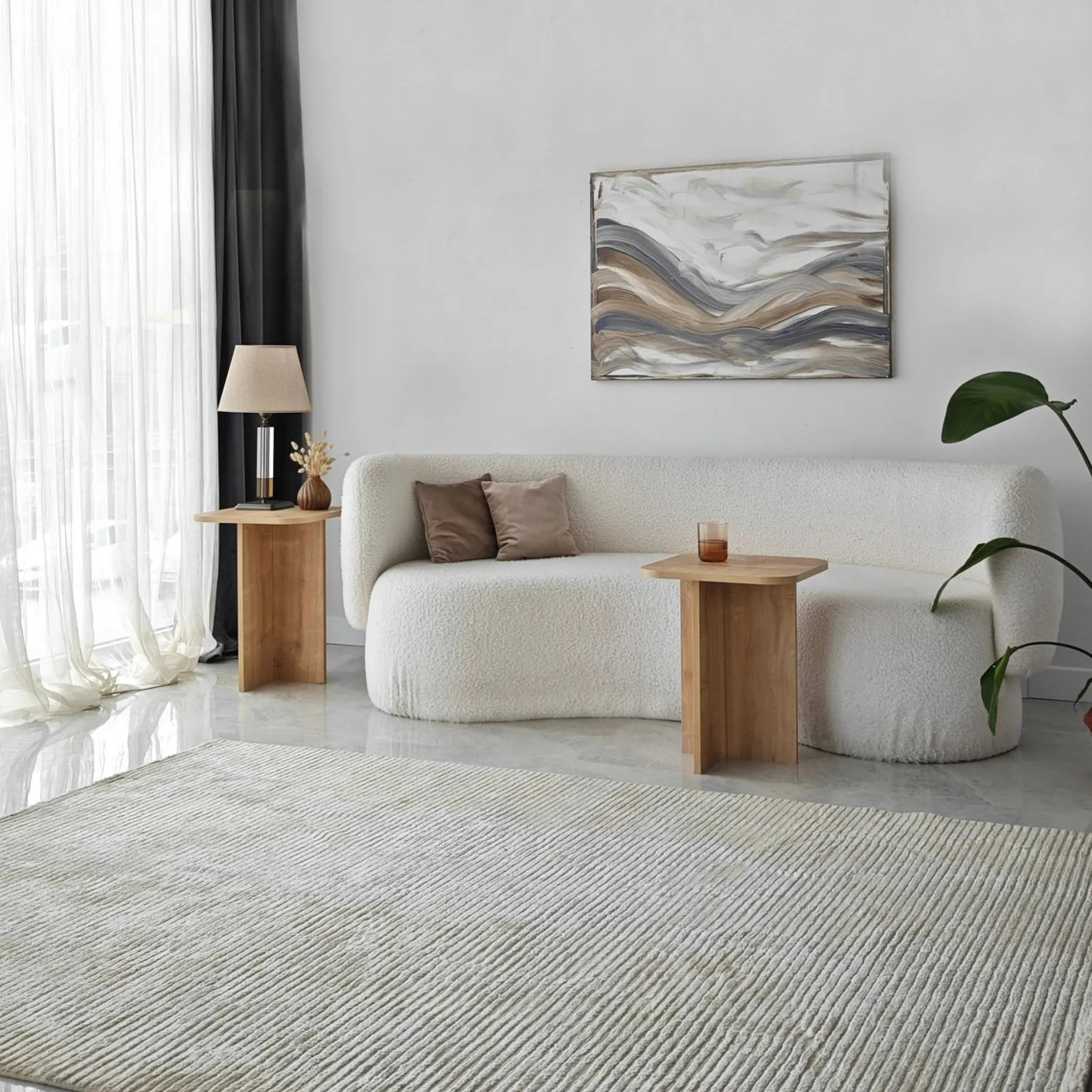Bout de canapé gigogne bords arrondis décor bois (x2) MARFA