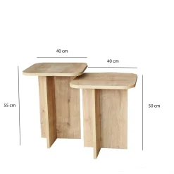 Bout de canapé gigogne bords arrondis décor bois (x2) MARFA