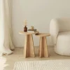 Bout de canapé gigogne rond effet bois clair (lot de 2) MARFA