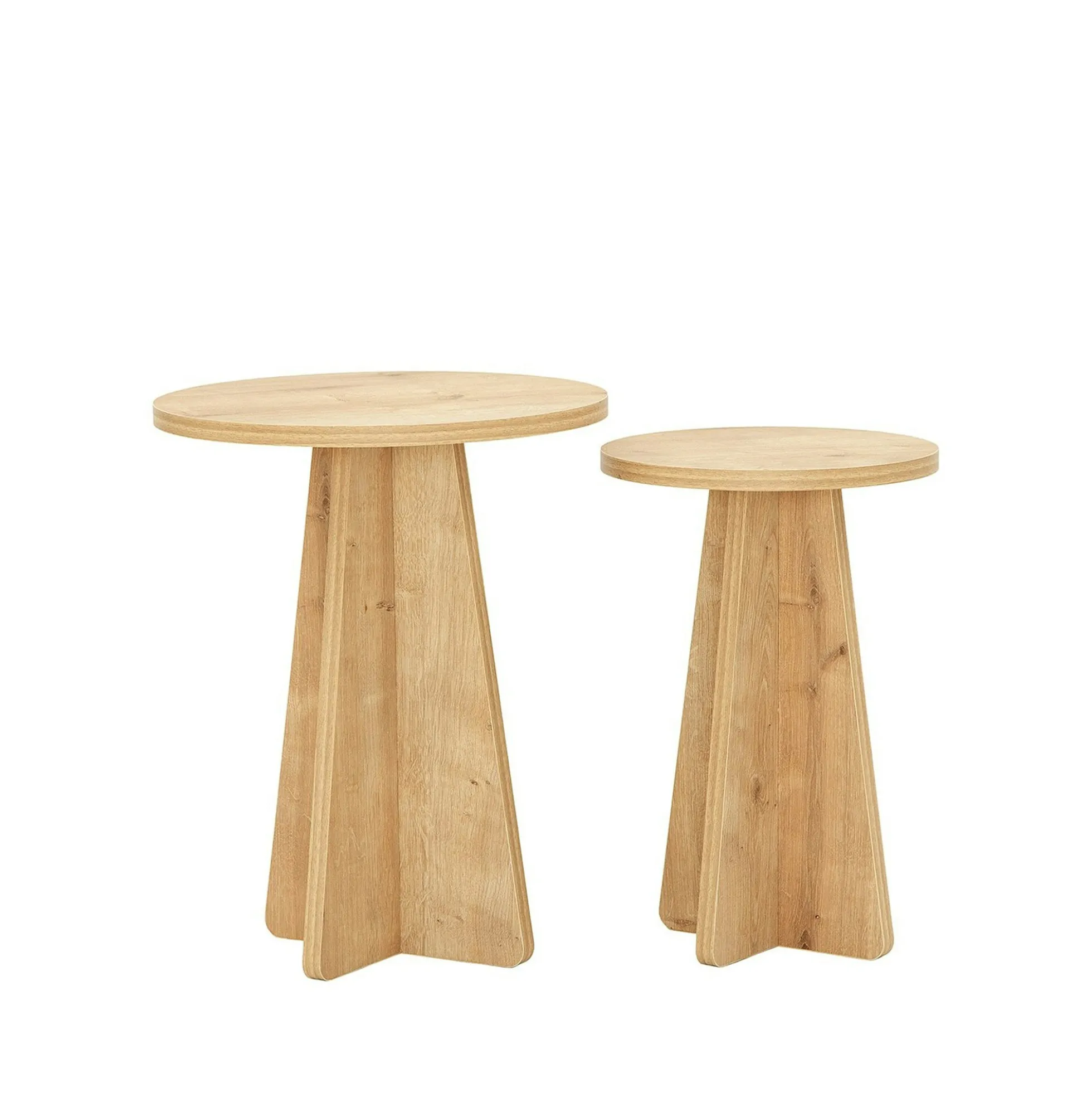 Bout de canapé gigogne rond effet bois clair (lot de 2) MARFA