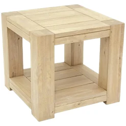Bout de canapé Hévéa double plateaux 55x55x50cm ATTAN
