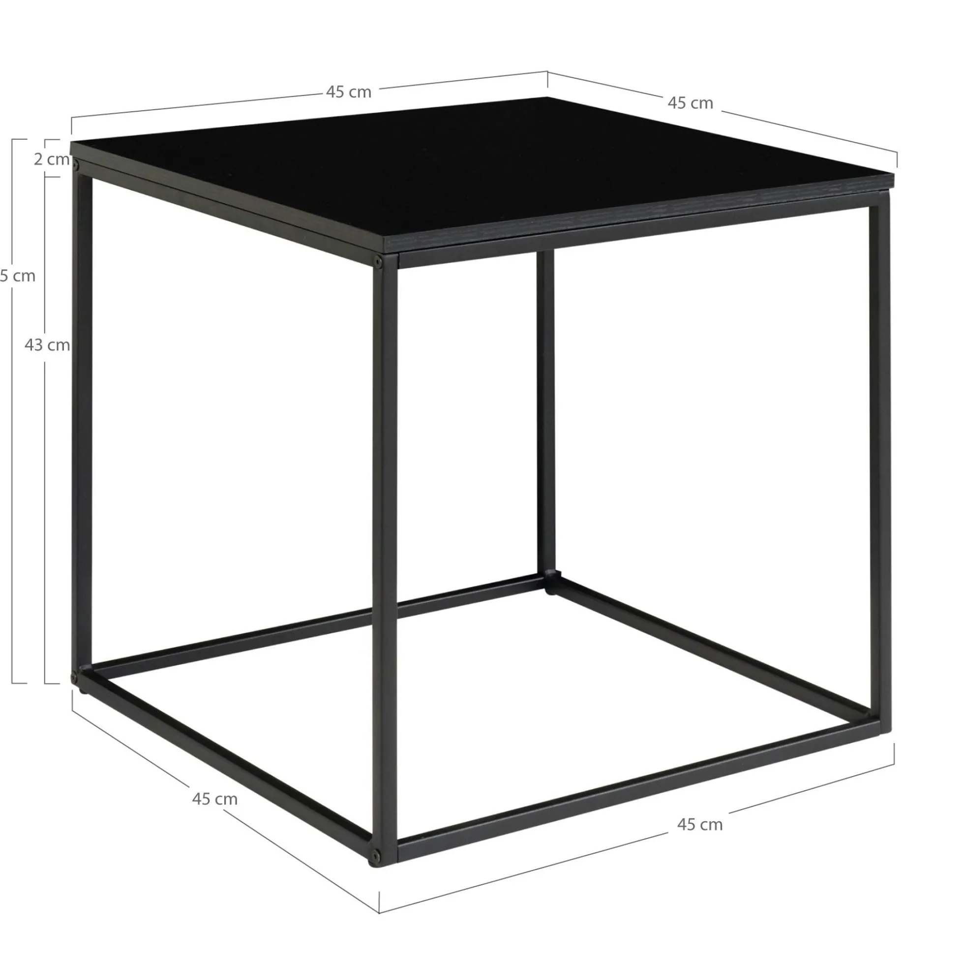 Bout de canapé minimaliste noir - forme cube design TALLINN