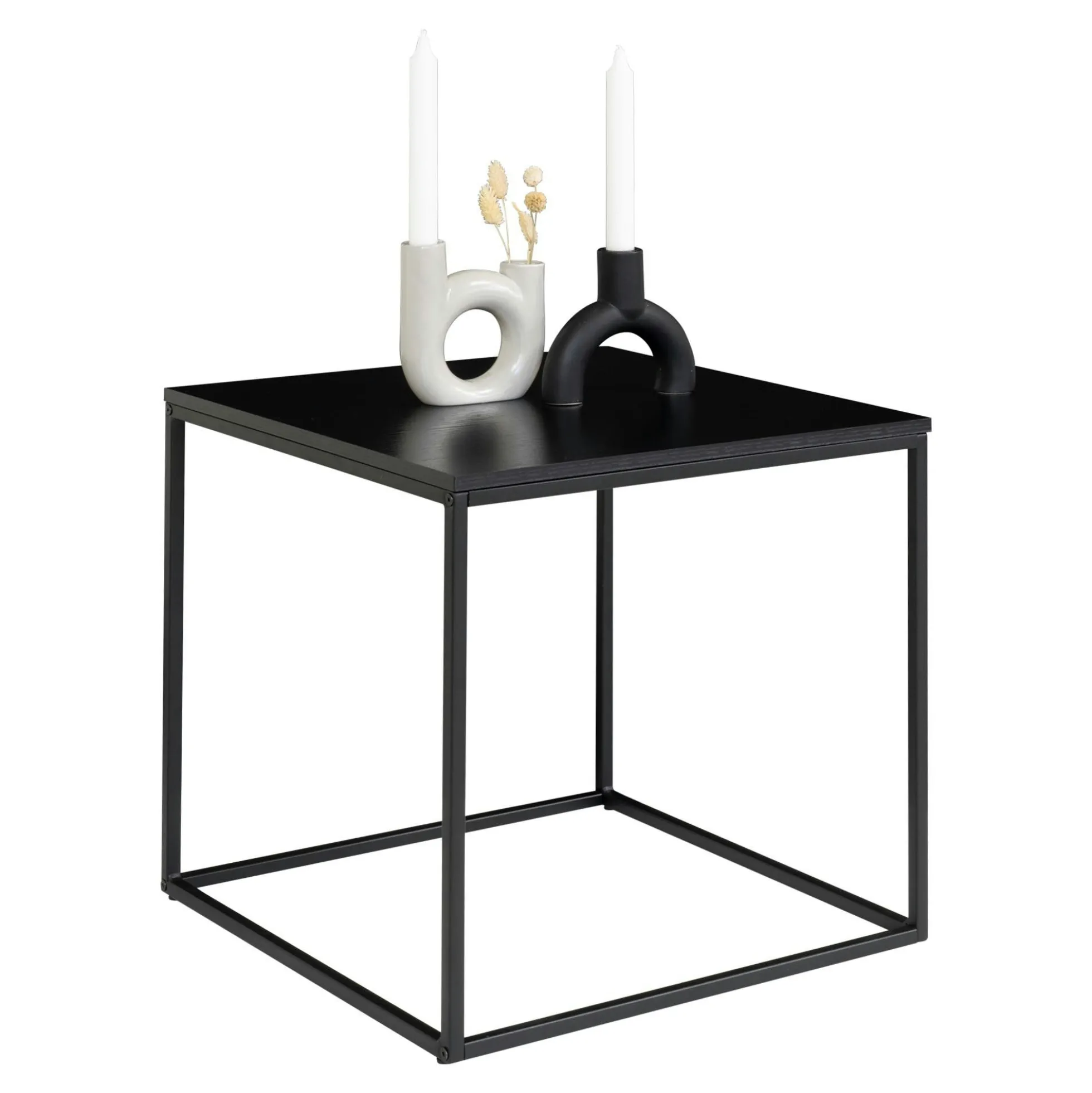 Bout de canapé minimaliste noir - forme cube design TALLINN