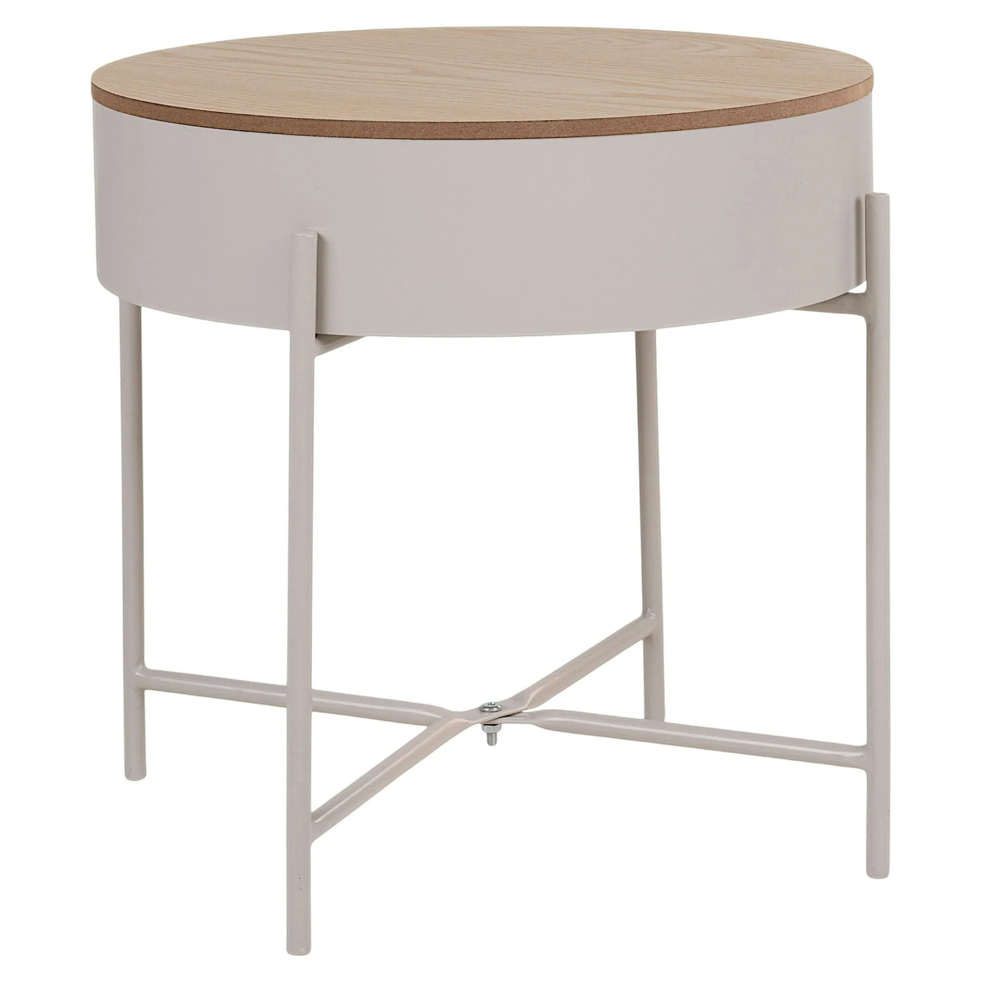 Bout de canapé métal beige plateau effet bois ODENSE