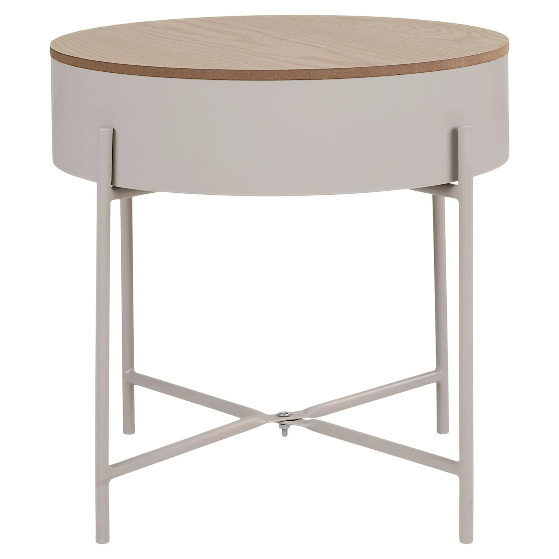 Bout de canapé métal beige plateau effet bois ODENSE