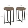 Bout de canapé rond - bois brun, métal (lot de 2) LINARES