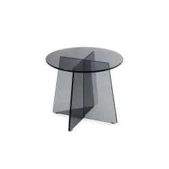 Bout de canapé rond en verre fumé noir VETRO