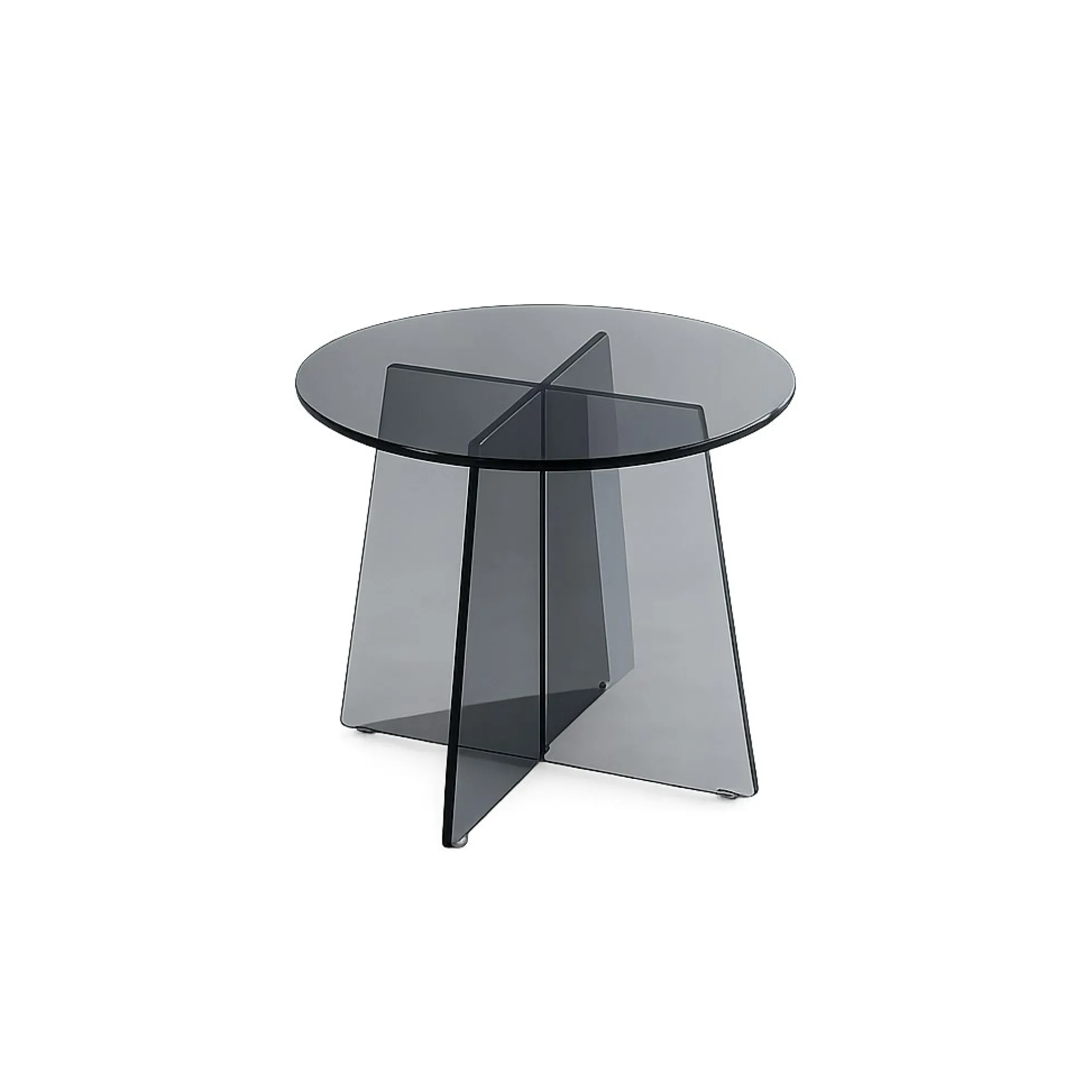 Bout de canapé rond en verre fumé noir VETRO