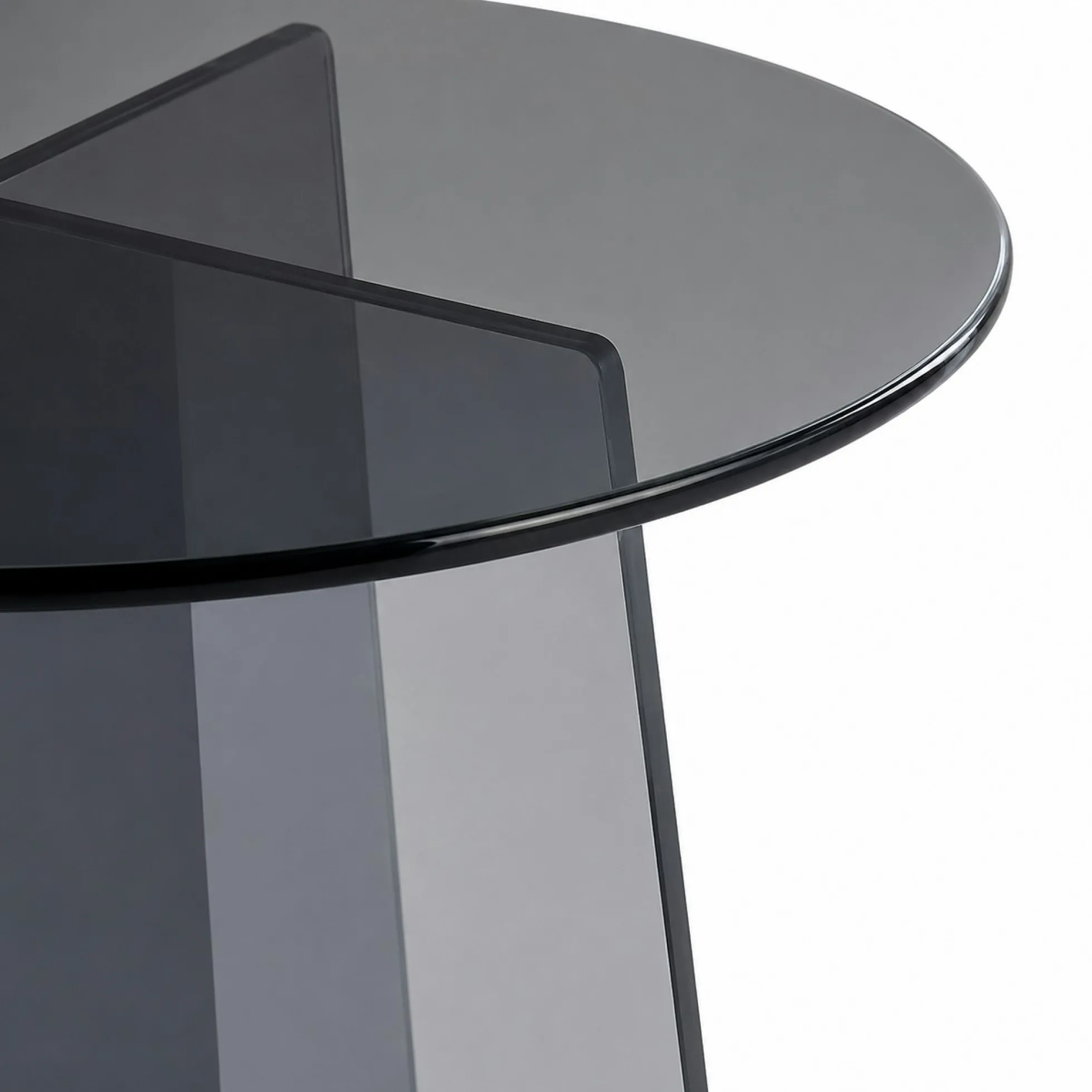 Bout de canapé rond en verre fumé noir VETRO