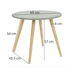 Bout de canapé rond pieds bois et plateau béton D65xH57cm