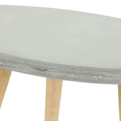 Bout de canapé rond pieds bois et plateau béton D45xH48cm