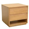 Bout de Canapé / Table de Chevet Hévéa 2 tiroirs, 1 niche basse 50x50x50cm BALTIC