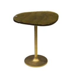Bout de canapé verre – finition antique dorée, 55 cm LAGUNA