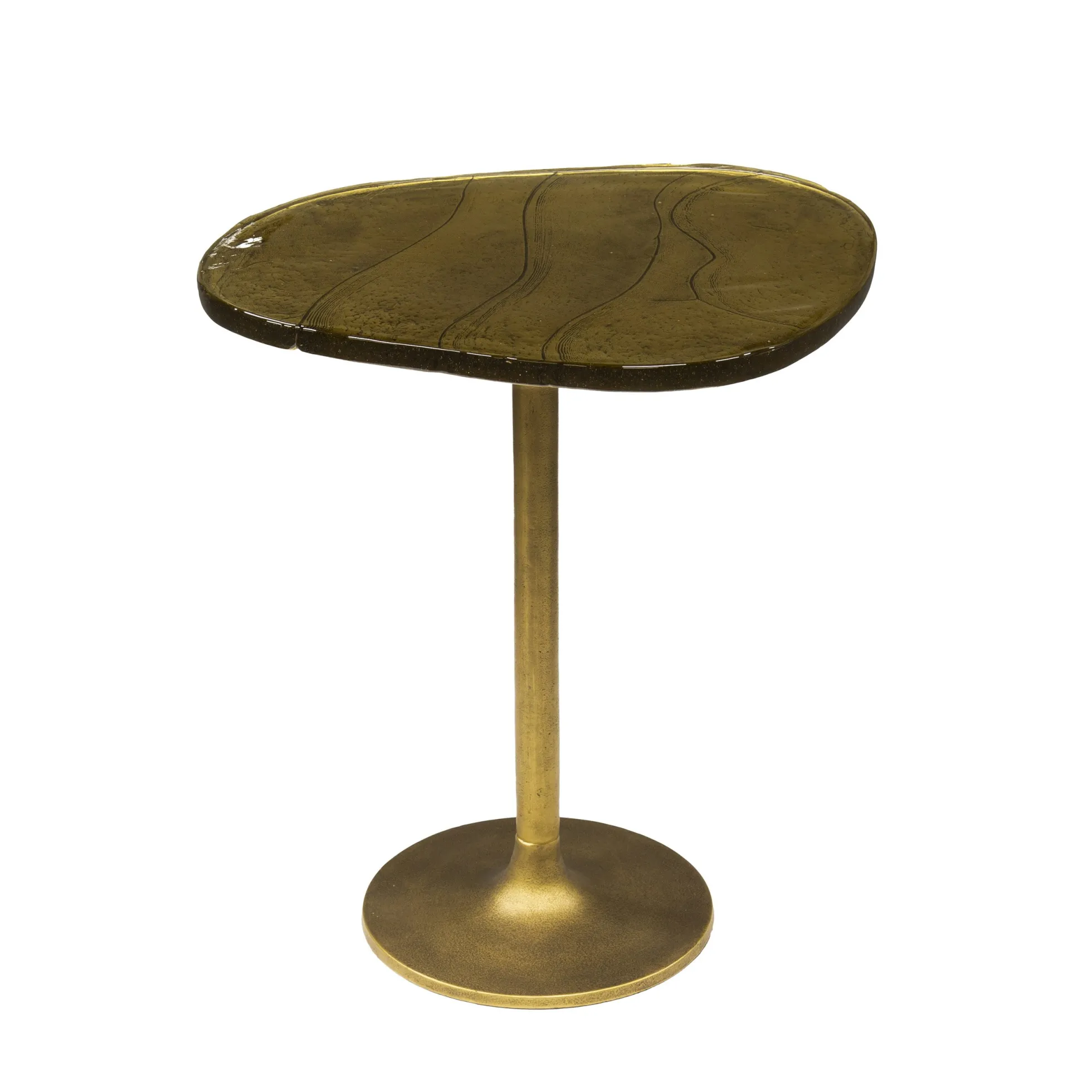 Bout de canapé verre – finition antique dorée, 55 cm LAGUNA