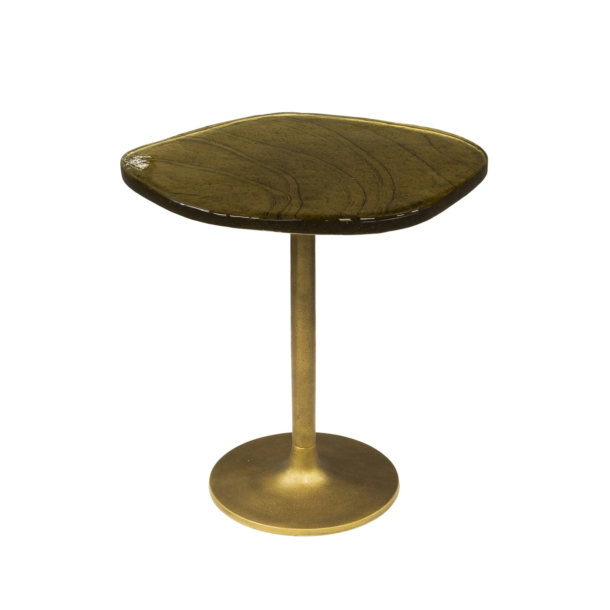 Bout de canapé verre – finition antique dorée, 50 cm LAGUNA