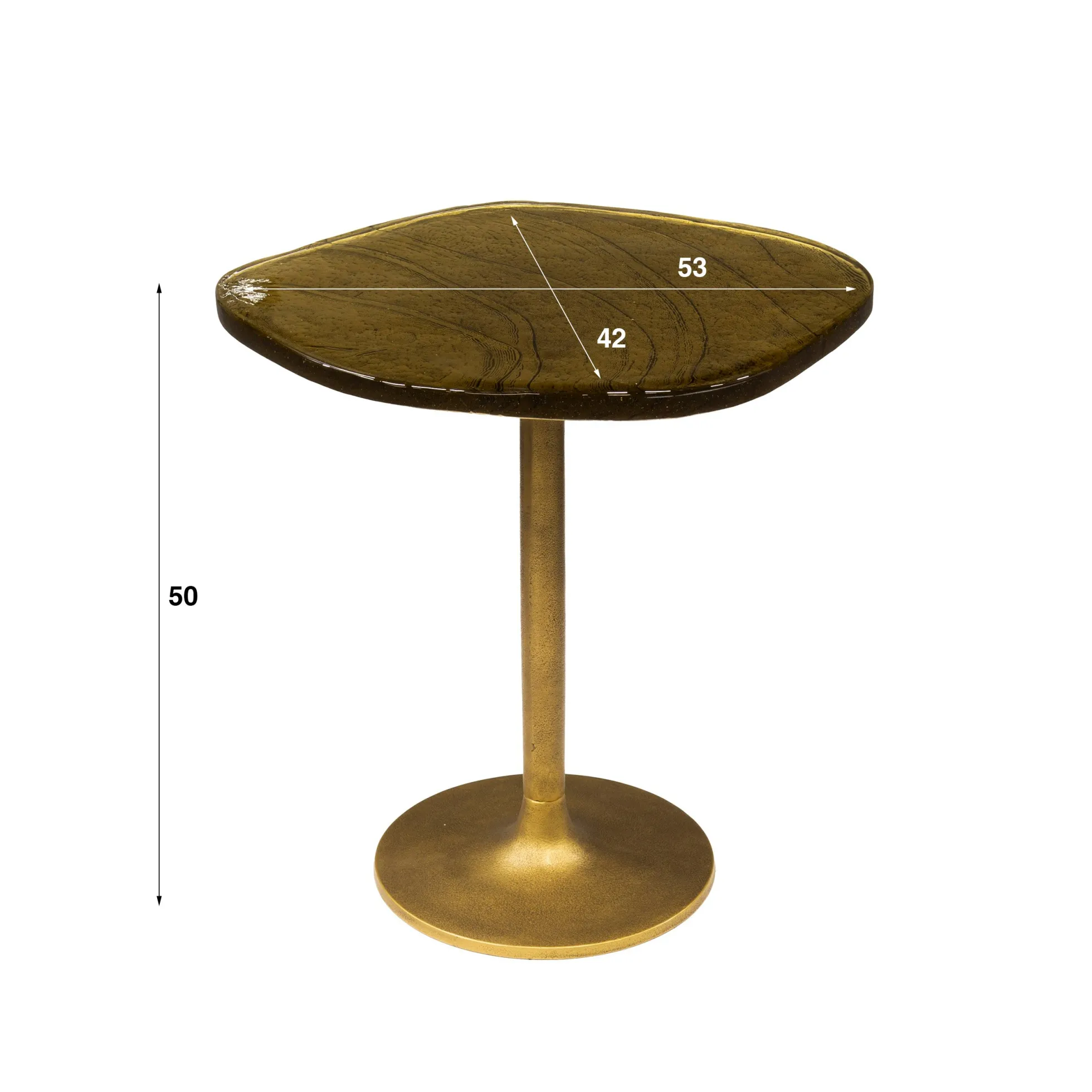 Bout de canapé verre – finition antique dorée, 50 cm LAGUNA