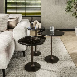 Bout de canapé verre – finition cuivre antique, 60 cm LAGUNA