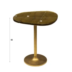 Bout de canapé verre – finition cuivre antique, 55 cm LAGUNA