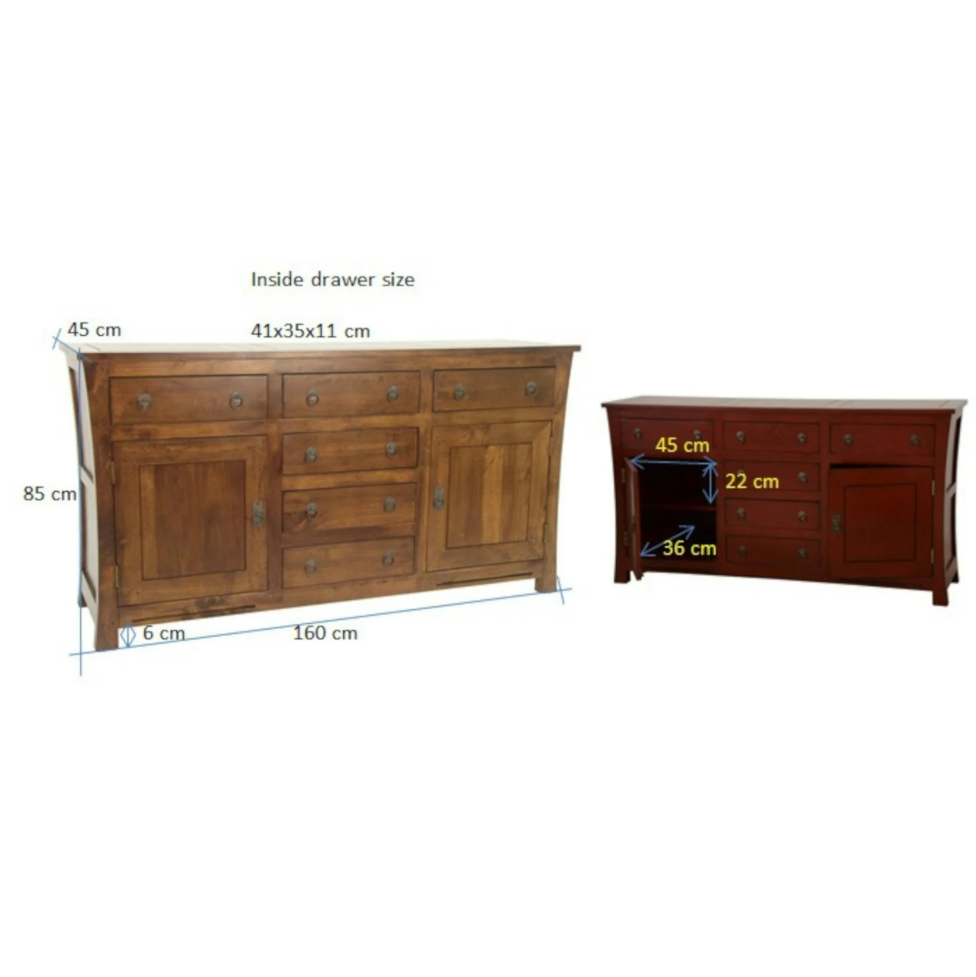 Buffet asiatique hévéa 2 portes 160cm MAORI