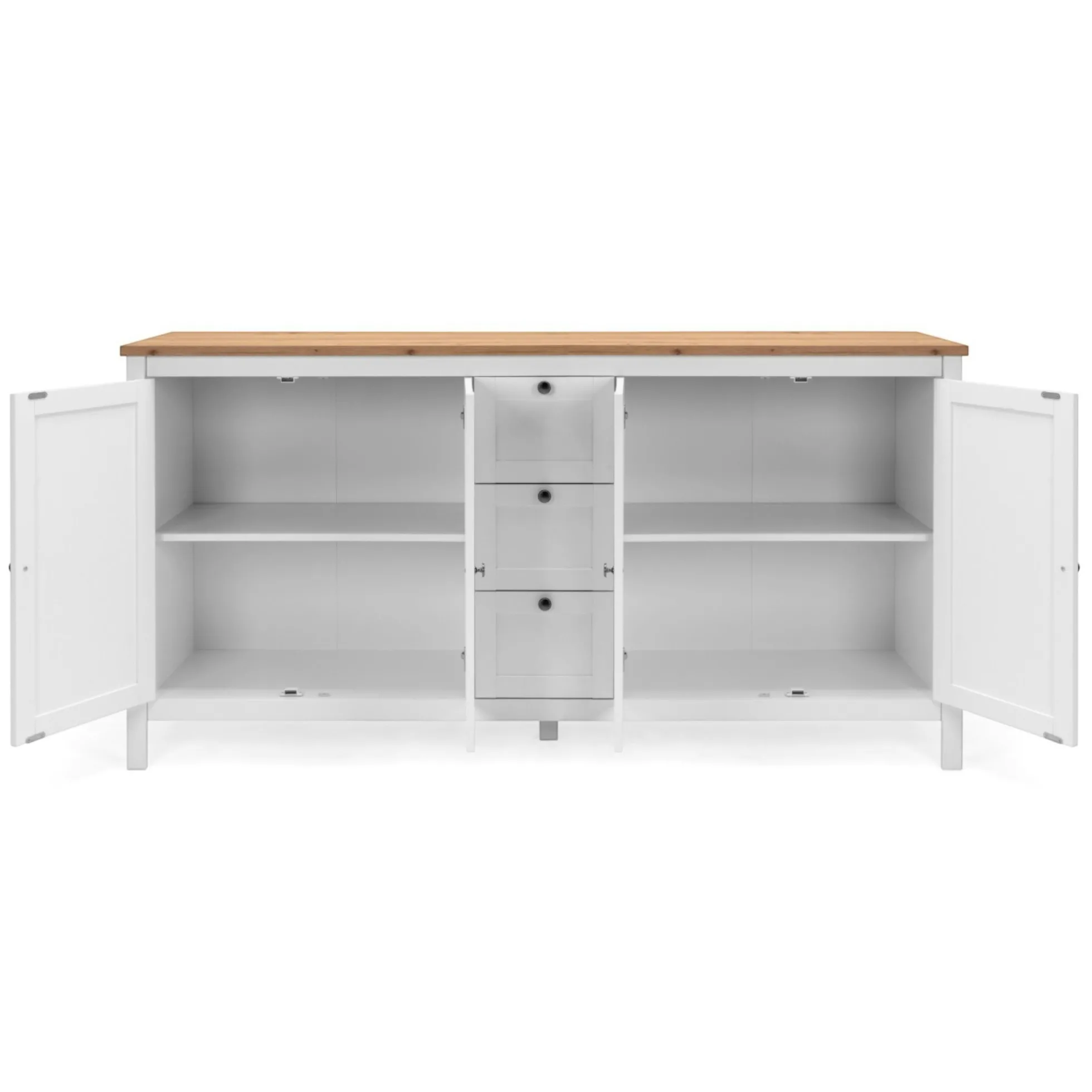 Buffet bas blanc 4 portes 3 tiroirs VENZA