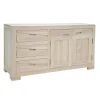 Buffet bas Hévéa 2 portes, 3 tiroirs 120x45x65cm NIAGARA
