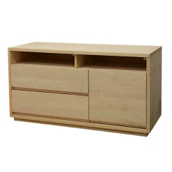 Buffet bas Hévéa 1 porte, 2 tiroirs, 2 niches hautes sous plateau 100x40x56cm BALTIC