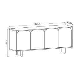 Buffet bas moderne effet bois 4 portes courbes VAREN