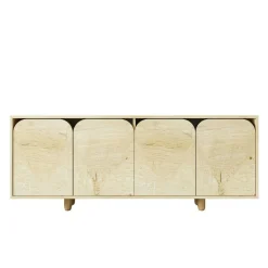 Buffet bas moderne effet bois 4 portes courbes VAREN