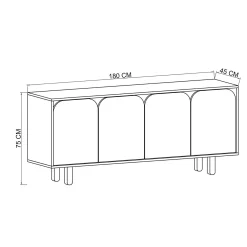 Buffet bas moderne effet bois 4 portes anthracites VAREN