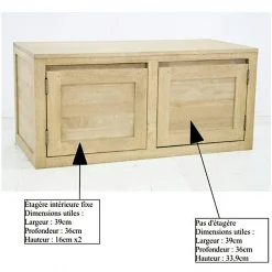 Buffet bas moderne exotique hévéa 90cm OLGA