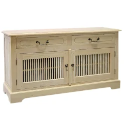 Buffet bas 2 portes 2 tiroirs hévéa 120x40x65cm MAORI