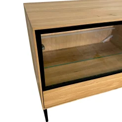 Buffet bas vitrine bois de chêne huilé 180 cm HAVEN