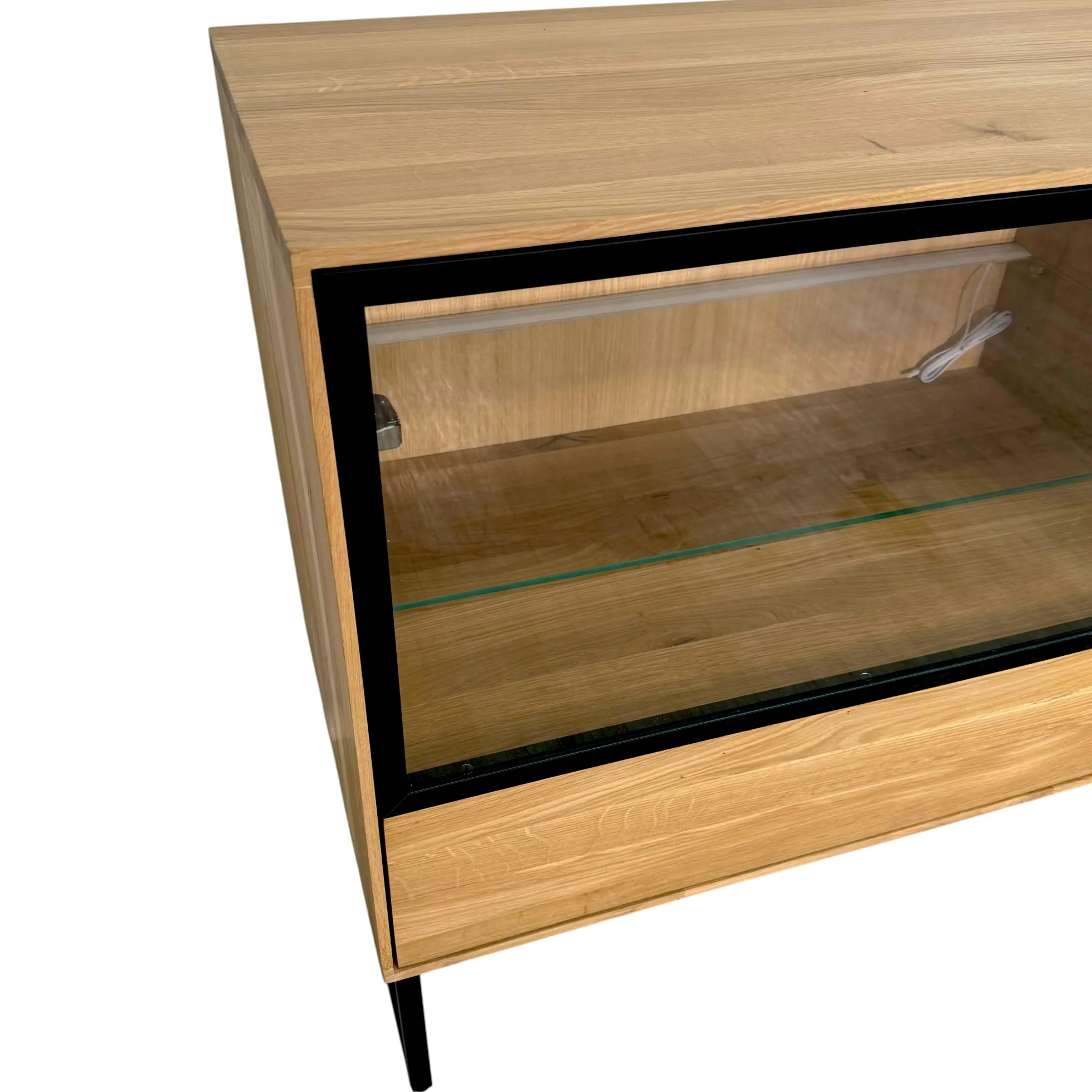 Buffet bas vitrine bois de chêne huilé 180 cm HAVEN