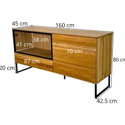 Buffet bas vitrine bois de chêne huilé HAVEN