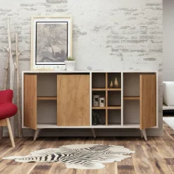 Buffet blanc moderne avec niches décoratives MARFA
