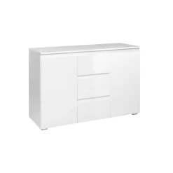 Buffet blanc moderne 2 portes 3 tiroirs ALVA