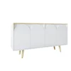 Buffet blanc 4 portes courbes et plateau effet bois VAREN