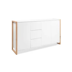 Buffet blanc 3 portes 3 tiroirs 160 cm ALVA