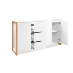 Buffet blanc 3 portes 3 tiroirs 160 cm ALVA