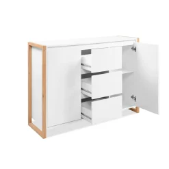 Buffet blanc 2 portes 3 tiroirs 122 cm ALVA