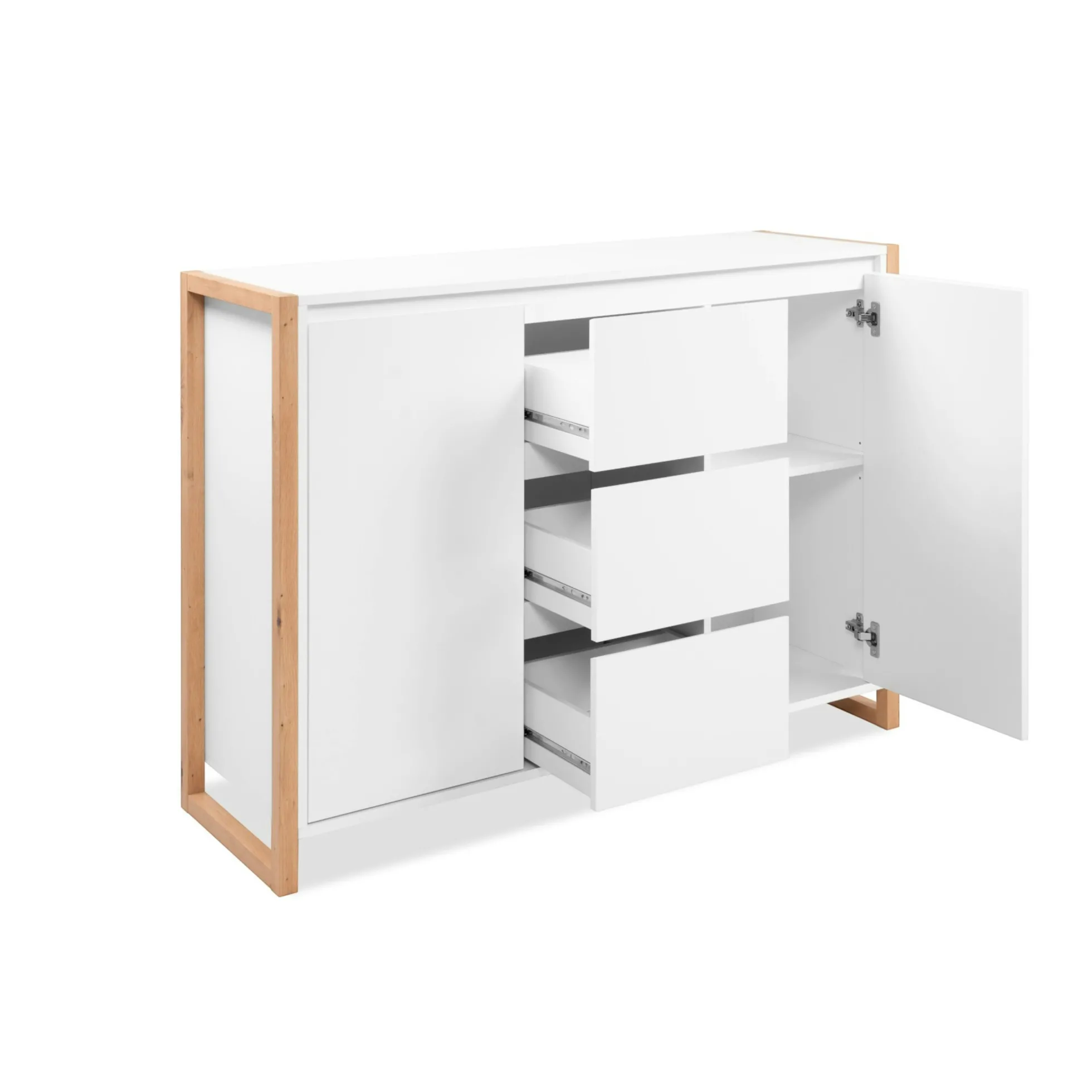 Buffet blanc 2 portes 3 tiroirs 122 cm ALVA