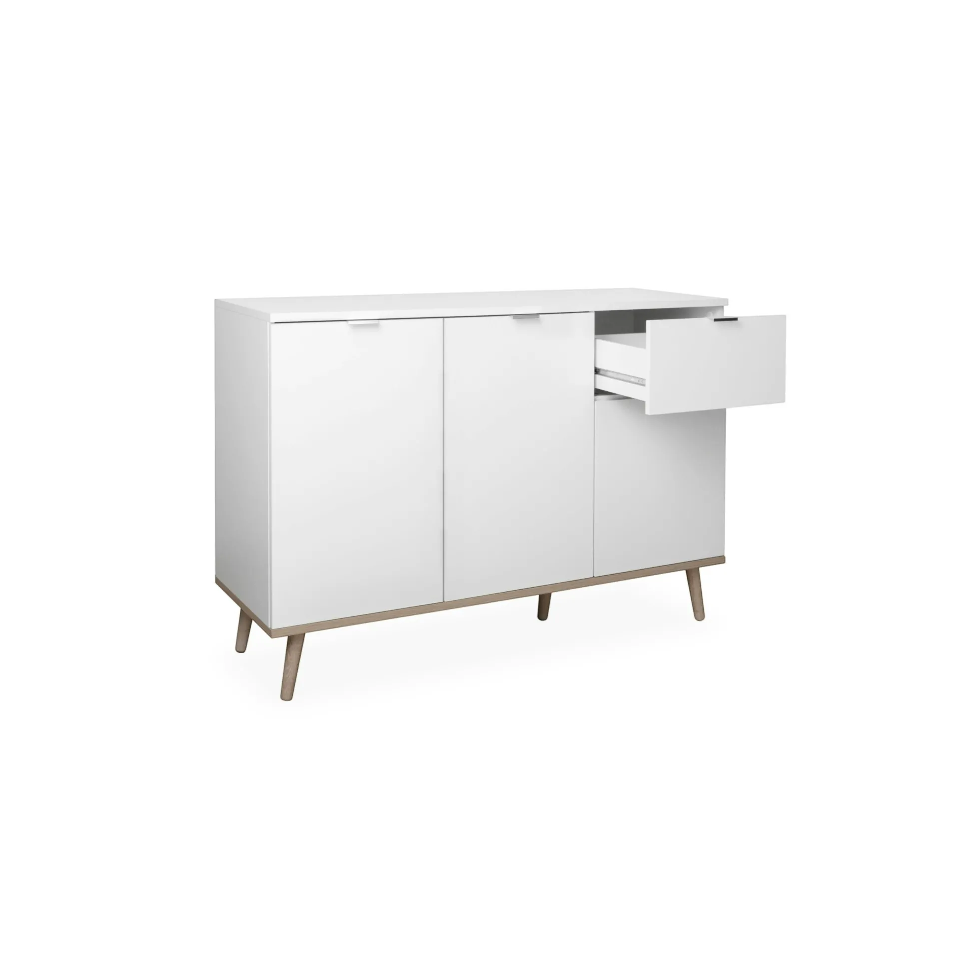 Buffet blanc 3 portes 1 tiroir style scandinave ALVA