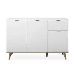 Buffet blanc 3 portes 1 tiroir style scandinave ALVA